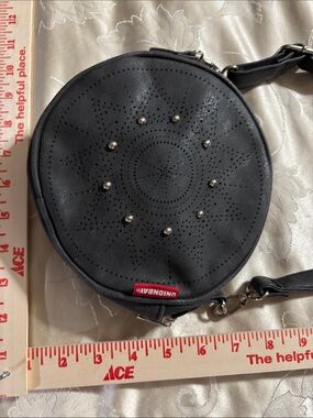 UNIONBAY Black Round Perforated Crossbody Bag with Stud Accents